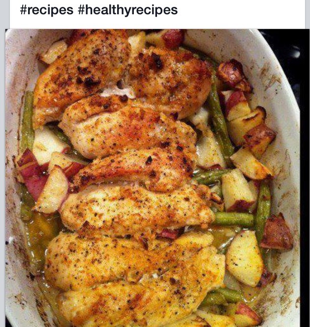 Garlic And Lemon Chicken With Green Beans And Red Potatoes