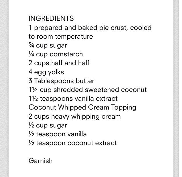Coconut Cream Pie 
