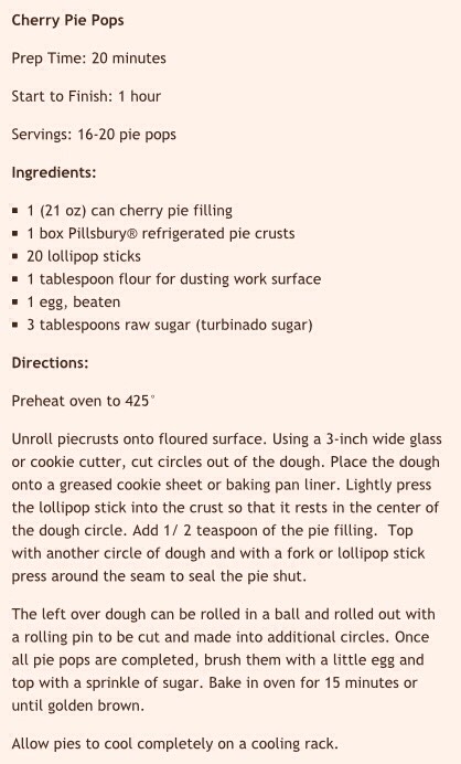 Thanksgiving Cherry Pie Pops!!!