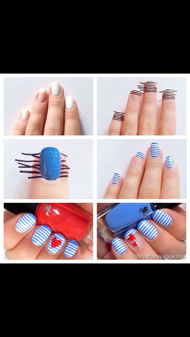 Easy tutorial for cute sailor nails ๐