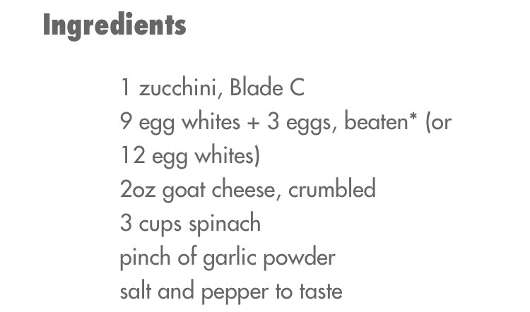 Spinach & Goat Cheese Zucchini Spaghetti Frittata Recipe- under 200 Calories!! 